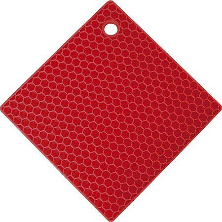 Descanso Panela Silicone Vermelho Quadrado 17,5 cm
