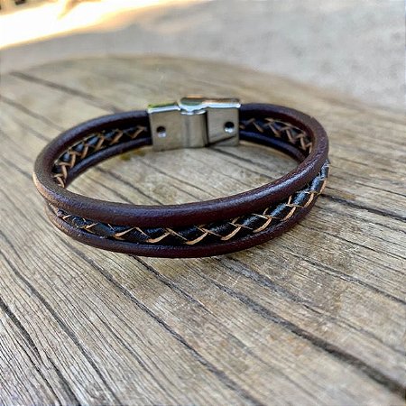 PULSEIRA 3 COUROS MARROM