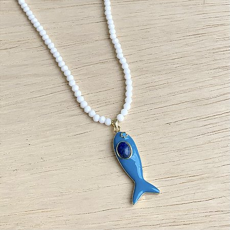 COLAR CRISTAL PEIXE VINTAGE