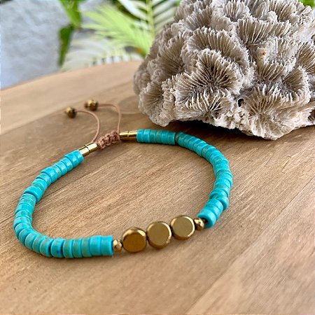 PULSEIRA MOEDA HOWLITA TURQUESA