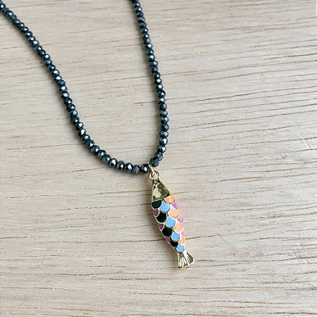 COLAR CRISTAL PEIXE COLORIDO