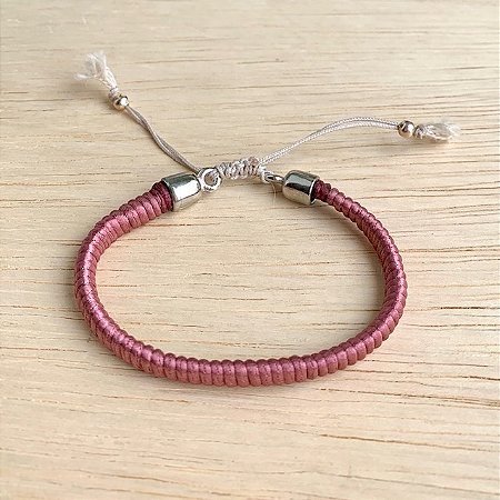 PULSEIRA CORDÃO DE SEDA ROSA