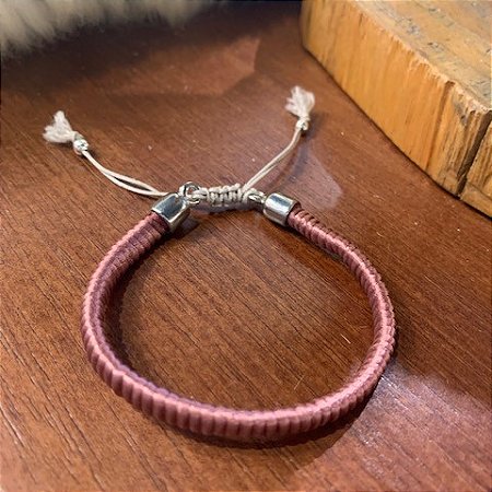 PULSEIRA CORDÃO DE SEDA ROSA