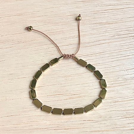 PULSEIRA HEMATITA RETANGULAR DOURADA