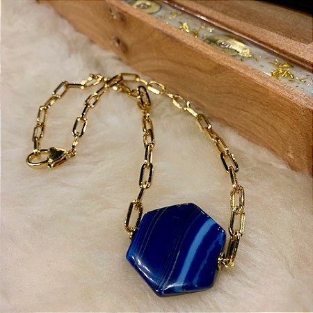 COLAR ELO ÁGATA AZUL