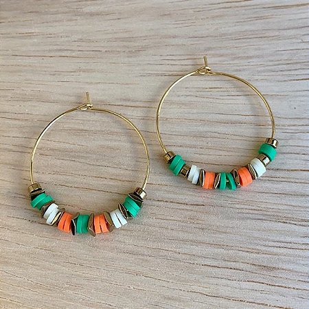 ARGOLA RAINBOW LARANJA E VERDE