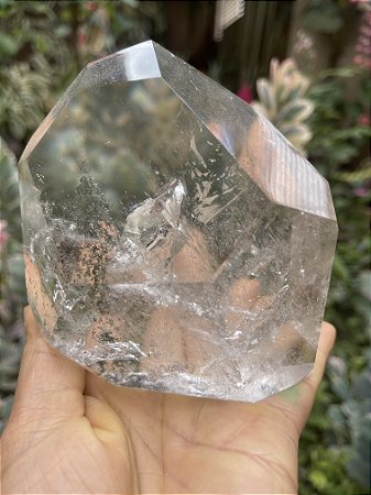 Cristal de quartzo Lodolita e Arco-íris
