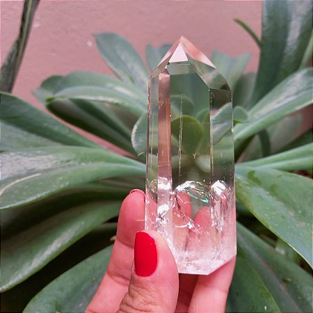 Ponta Cristal de Quartzo Polida com Arco-Íris 195g