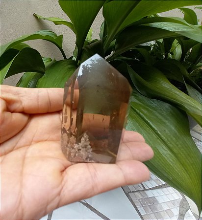 Ponta de Cristal Fantasma com inclusão Fumê 120g