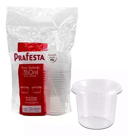 KIT POTE REDONDO 350ML 24UN  -LIVRE DE BPA - PRAFESTA