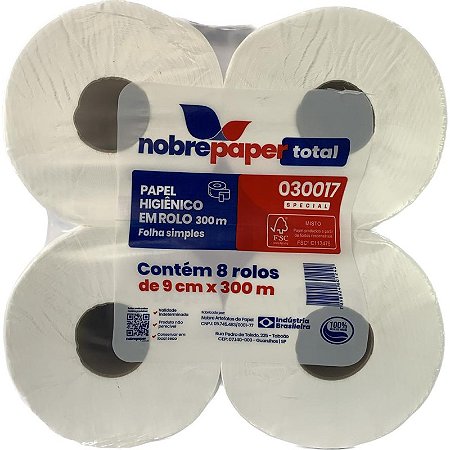 PAPEL HIG RLOAO CELULOSE 8 X 300 X 10 - NOBRE PAPER