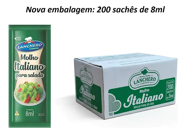 MOLHO P/ SALADA ITALIANO SACHE 200X8ML LANCHERO