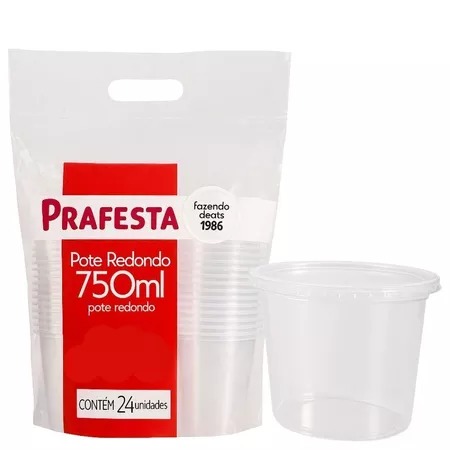 KIT POTE REDONDO 750ML 24UN - PRAFESTA