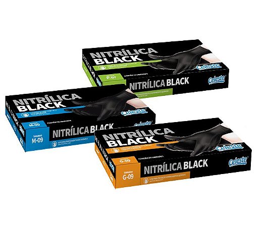 Luva Nitrilica Black com 20 Unidades - Celeste
