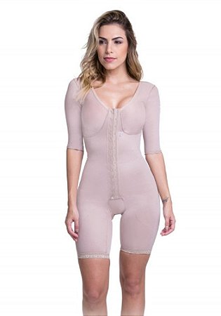 Modelador com mangas, short e fecho frontal P