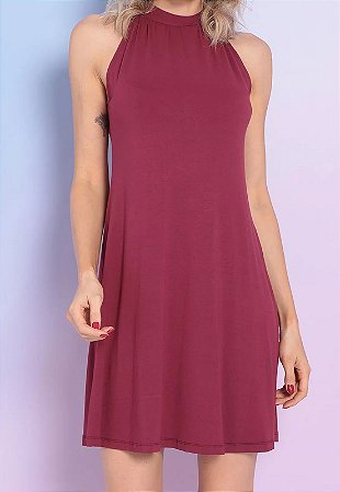 Vestido Gola Alta Vinho