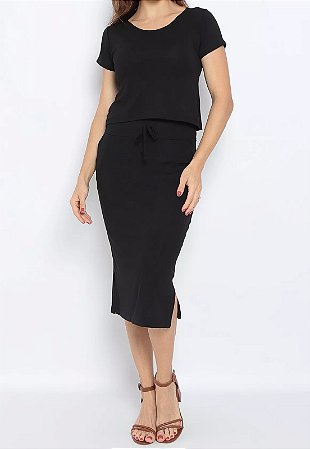 Conjunto Maria Paes Saia e Blusa Preto