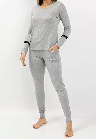 Pijama Maria Paes Mescla e Preto