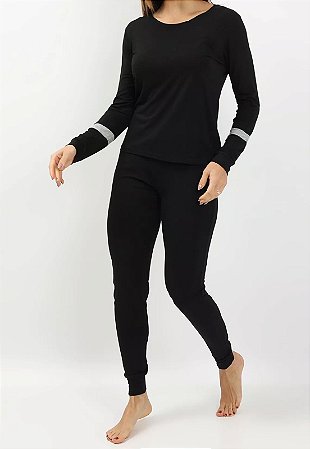 Pijama Maria Paes Preto e Mescla