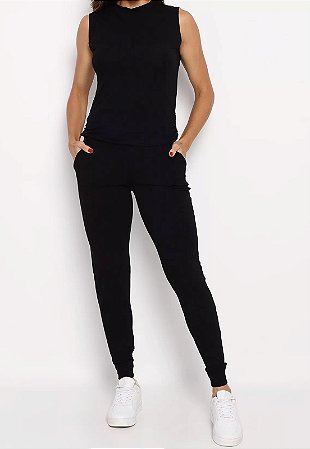 Conjunto Viscolycra Maria Paes Calça e Blusa  Preto