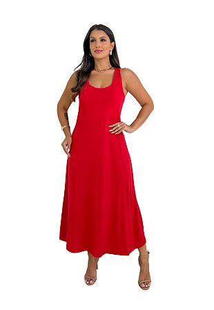 Vestido Maria Paes Midi Vermelho