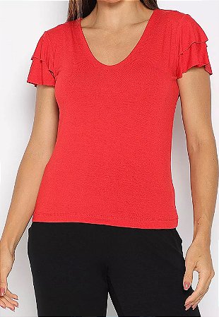 Blusa Maria Paes Dois Babados Vermelha