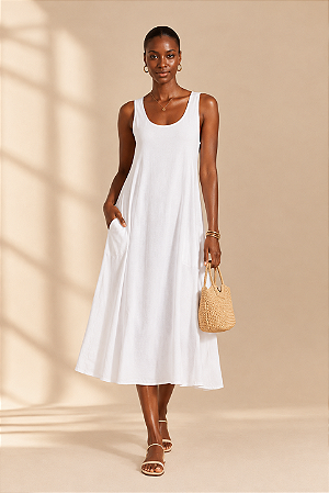 Vestido Maria Paes Regata Branco Midi