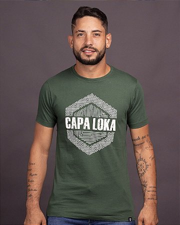 Camiseta verde militar estampa branca capa loka - Capa Loka