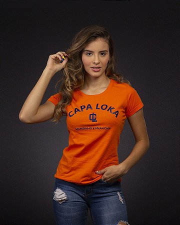 Camiseta baby looka feminina laranja capa loka