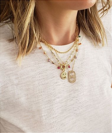 Pingente Soda cap cravejada ouro 18K