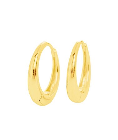 Argola lisa prata 925 com ouro 18K