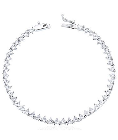 Pulseira riviera corações pequenos prata com ródio