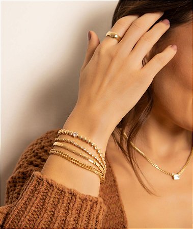 Pulseira Naomi cristal em prata e ouro 18K