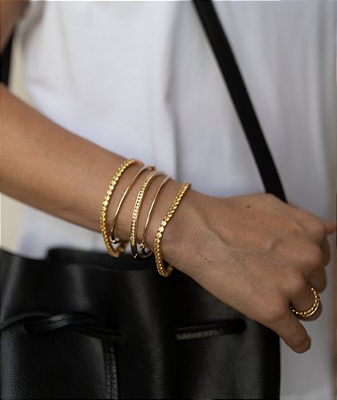 Bracelete Citrino em prata com ouro 18K