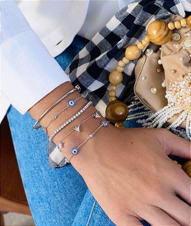 Pulseira Acqua em prata com ródio