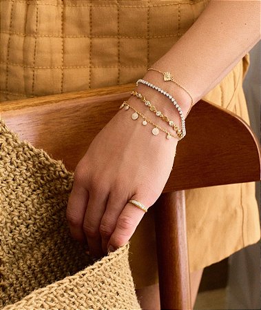 Pulseira Coração texturizado prata e ouro 18K
