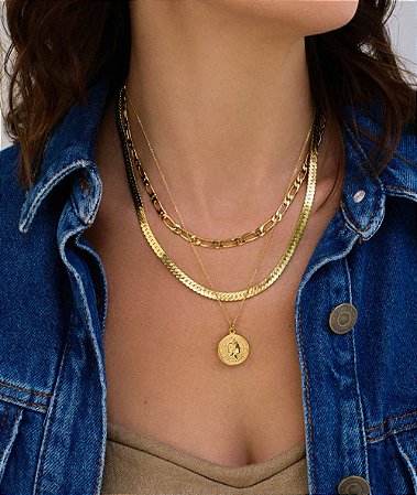 Colar Medalha ouro 18K