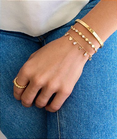 Pulseira Clara em prata e ouro 18K