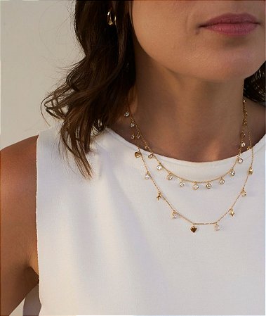 Colar Clara em prata e ouro 18K