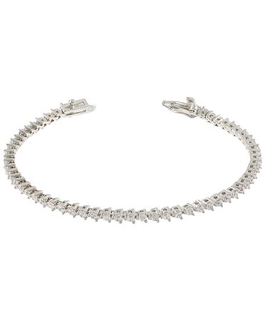 Pulseira riviera cristal de 3 garras em prata e ródio