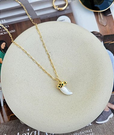 Colar de elos em prata ouro 18K - 45 cm