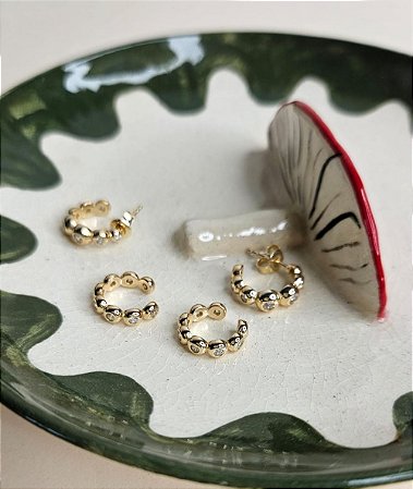 Piercing Gretta em prata e ouro 18k