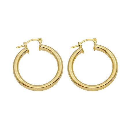 Argola tubo lisa ouro 18K- escolha o tamanho