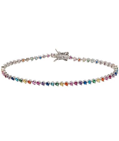 Pulseira Riviera rainbow de 3 garras em prata 925 e ródio