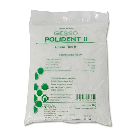 Gesso Comum Tipo II Polident C/1kg - Polidental