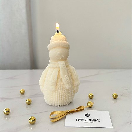 Vela Natural | Boneco de neve agasalhado