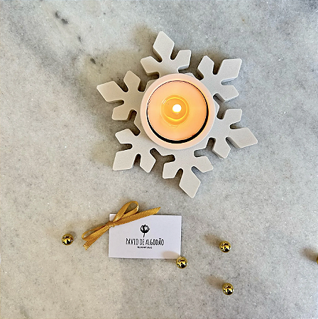 Porta-velas rechaud | Natal | Floco #2 | Resina premium Jesmonite