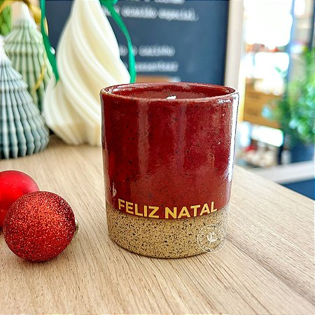 Vela Natural | Cerâmica | Intenções | Feliz Natal | 120g