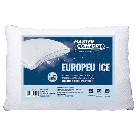 Travesseiro Fibra Europeu Ice Percal Pluma Sintética 50x70cm
