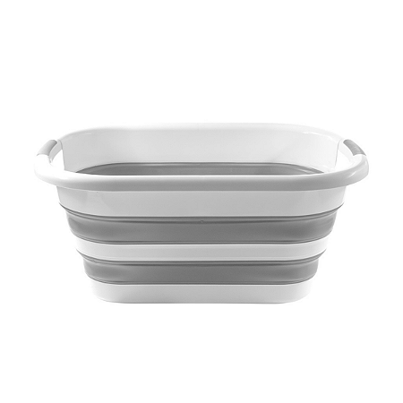 Cesto Retrátil Dobrável Silicone 26L C/ Alça Powermaid Cinza
